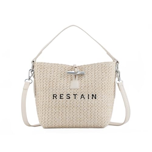 Jywmsc Stroh Umhängetasche für Damen, Sommer Stroh Geldbörsen und Handtaschen Eimer-Schulter-Clutch-Tasche für Urlaub