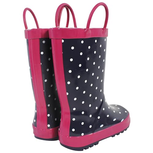Hudson Baby Unisex Rain Boots, Navy Dots Pink, 1 Youth by Hudson Baby - Image 3