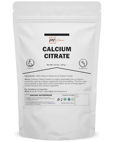 mGanna 100% Calcium Citrate Powder (Food Grade) Versatile Highly Absorbable Calcium Source 0.5 lbs/ 227 g