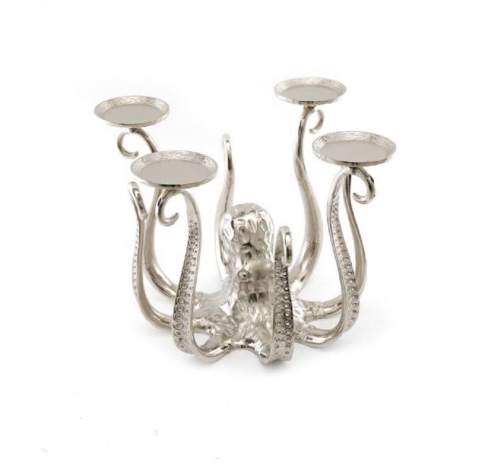 Sil Silver Candleholder/ Pillar Candle Holder - Large - Centre Piece - Octopus