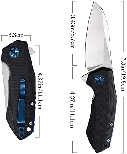 Eafengrow 0456 Folding Knife G10 Handle D2 Blade Ball Bearing Flipper Hunting Knife Pocket Camping Survival Outdoor Knife (black) - Thumbnail 2