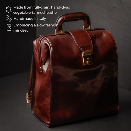 Time Resistance Leather Backpack for Men and Women - Business Rucksack Laptop Bag (Brown)4