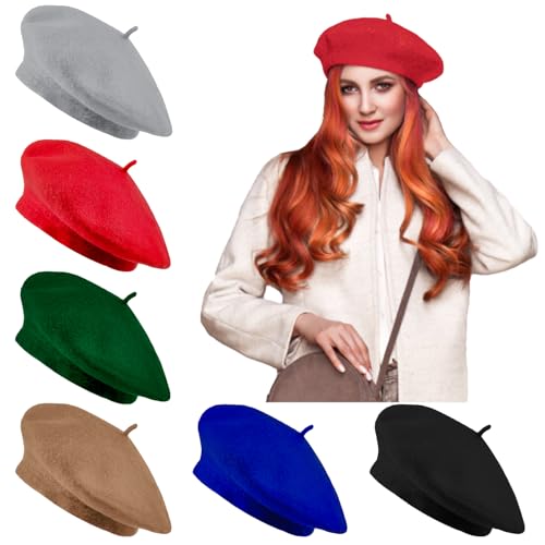 Jolbndcv 6 PCS Beret Hat French Beanie Outdoor Winter Fashion Lady Hat
