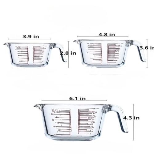 Set de 3 vasos medidores de vidrio borosilicato miniatura 2