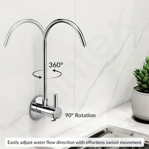 Image of Plantex RO Water Purifier Tap for Kitchen Sink / /Drinking Water Tap /Brass 360 Rotatable Wall Mount RO Faucet /Heavy Duty Brass RO Tap for All RO Water Purifiers - Chrome (RO-017)