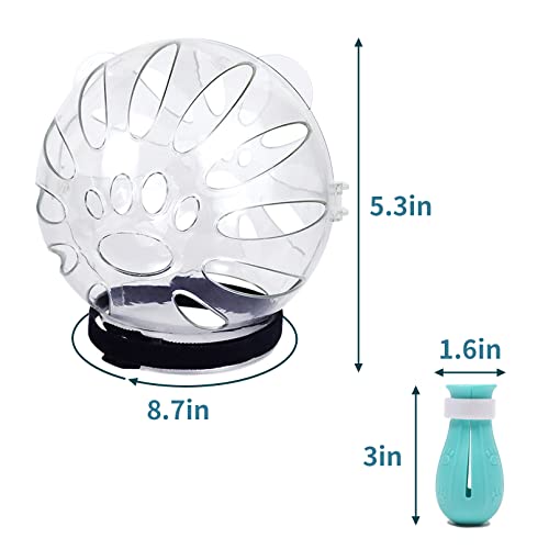 Fhiny Cat Muzzle,Transparent Helmet With 4 Boots Adjustable Breathable Kitty Hood Anti Bite Bubble Astronaut Mask Silicone Claw Covers For Cats Bathing Shaving Grooming (S：4.3" Dia×5.3" H) #TOP5
