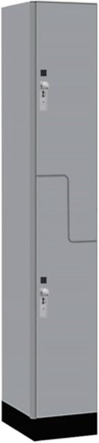 Salsbury Industries 12" Wide Premier Wood Locker-Double Tier 'S' Style-1 Wide-6 Feet High-18 Deep-Winter Fog-Silver Hasps
