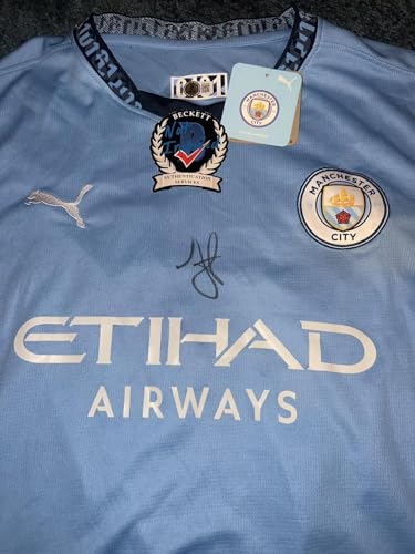Julian Alvarez Signed Manchester City FC Jersey 2022 World Cup Legend Beckett - Autographed Soccer Jerseys