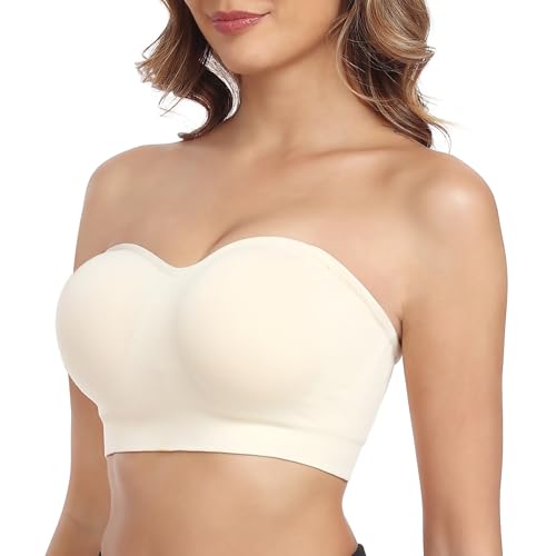 OBICUM Strapless Bras for Women Comfortable Non-Slip Silicone Bandeau Bra Seamless Tube to Bra