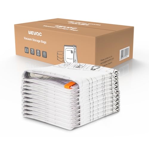 Wevac Vacuum Storage Bags 60x80cm 10 Pack Reusable Compression Space Saver Bags, Double Zip, Clip Stopper, Storage Clothes Blanket, Clear, Bag-Only Set Without Pump