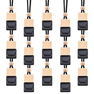 15 Pcs Hanging Car Air Freshener Bottle Empty Car Essential Oil Diffuser Bottles Pendant Black Glass Perfume Bottles Aromatherapy Fragrance Bottle Auto Ornaments Decor