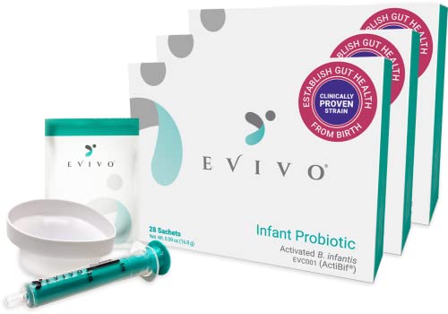 Image of Evivo Probiotic for Babies 0-12 Months – Probiotic B. infantis EVC001 – Colic, Gas, Diaper Rash – Frozenfor Freshness – 84 Packets, 12 Weeks Supply