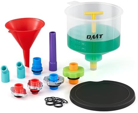 Orion Motor Tech No Spill Coolant Funnel Kit, 17 Piece Coolant Bleeder Kit with Adapters & Caps, Radiator Funnel Set for Easy Coolant Refilling, Compatible with GM Ford Universal Vehicles