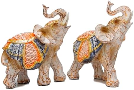 Modern Couple Elephant Decorative Statue - Home Decor Lucky Figurines for Living Room, Dining Table & Shelves - Wedding, Women's Decorations Sculptures - 5.5