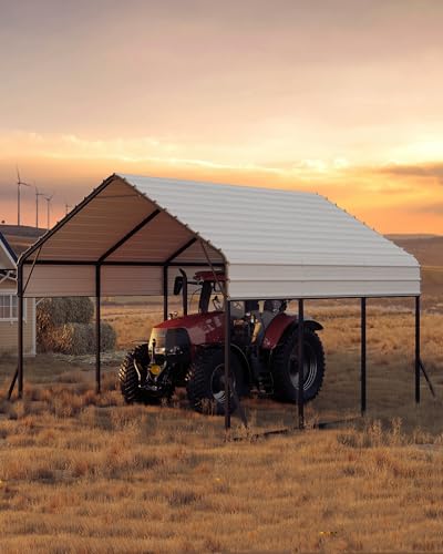 Image of GarveeLife 13 ft x16 ft x11 ft Metal Carport, Steel Heavy Duty Car Ports for All-Weather, for Cars, Motorcycles, ATV, or Boats, N.W. 500 LBS
