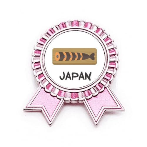 Broche médaille japonaise métal insigne traditionnel rose gagnant de taille moyenne