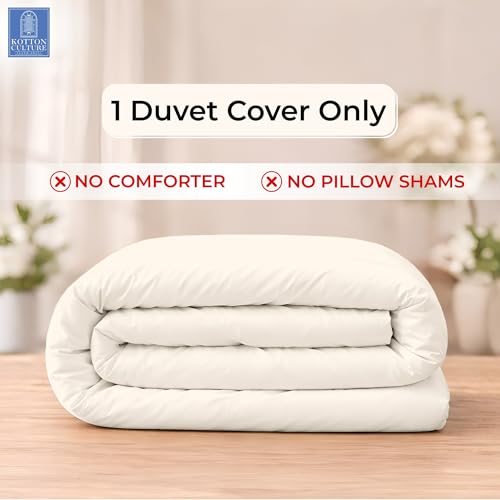 Kotton Culture 1 Pc Duvet Cover King Size-100% Egyptian Cotton 600 Thread Count Ultra Soft Premium Durable Comforter Cover Zipper Closure & Corner Ties - (Ivory, 104" X 94") by Kotton Culture - Used condition - Image 2