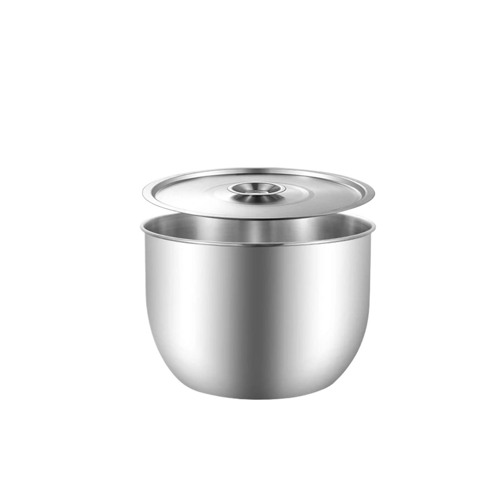 Kitchen Stainless Steel Egg Beater Basin Fruit Salad Stirring Seasoning Bowl With Lid Storage Container Home Cooking Tools(19CM with Lid)