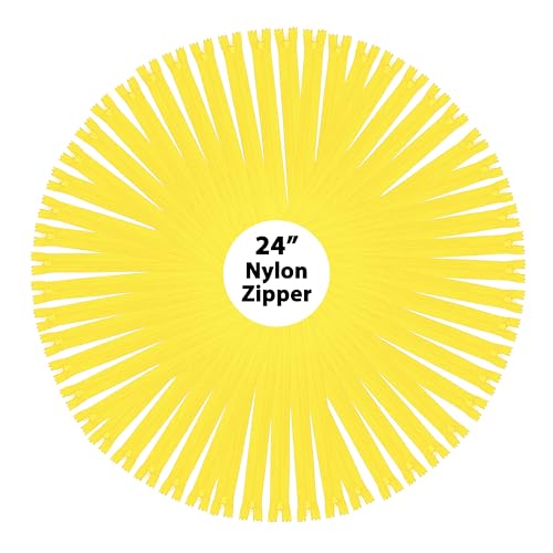 Image of Mandala Crafts 60 PCs Yellow Closed-End 24 Inches Nylon Zippers for Sewing