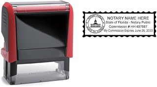 Florida Notary Stamp | Hubco 4913 Self-Inking Stamp (Red) with Florida State Seal Image