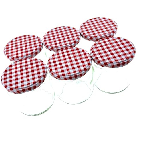 Tarro de conservas Jampot para conservas con tapa de rosca a cuadros de 425 ml - 8 x 8,5 cm - 18 unidades