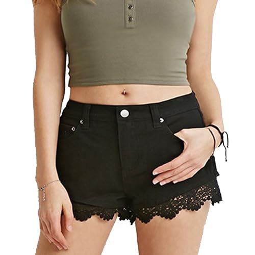 Amazon.com: Lace Jeans Shorts for Women Summer Stretch Skinny