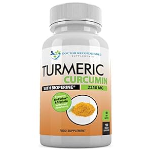 Turmeric-Curcumin-2250mgd-Veggie-Capsules-95-Curcuminoids-with-Black-Pepper-Extract-Bioperine-100-Organic-Most-Powerful-Turmeric-Supplement-with-Triphala-180-Count Turmeric Curcumin - 2250mg/d - Veggie Caps - 95% Curcuminoids with Black Pepper Extract (Bioperine) - 750mg Capsules - 100% Organic - Most Powerful Turmeric Supplement with Triphala (180 Count)