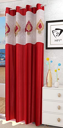 Image of LaVichitra Polyester Door Curtain with Designer Net (7ft, Maroon) -1 Piece
