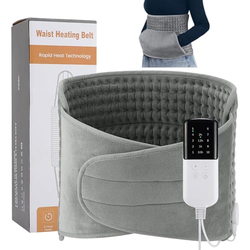 Heizkissen mit Abschaltautomatik, Wärmekissen mit Taillenriemen und 10 Heizstufen, Heizdecke mit Handtasche für Rücken, Nacken, Schulter, Bauch, Maschinenwaschbar