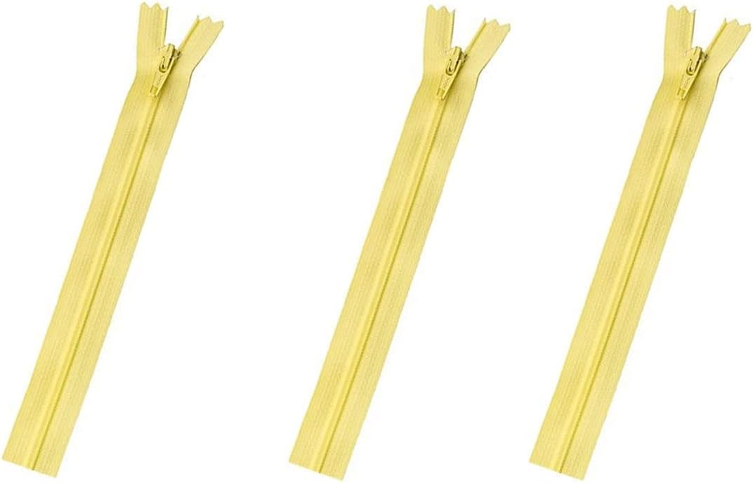 Skirt & Dress Nylon Coil Lightweight YKK Closed Bottom Zippers for Sewing Craft & Apparel - Choose Your Length - Primrose Yellow #503 - Made in The United States (3 Zippers Per Pack) (22" Inches)