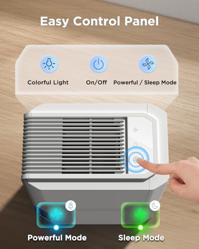 Image of EasyAcc 1.3L /Day Dehumidify-Dehumidifier for Home Damp,2000ml Dehumidifiers,[LIFETIME SERVICE]with Sleep Mode /85W /Auto Shut off /7 LED Helps to Prevent Mould Musty Smells Bathroom Wardrobe Q22