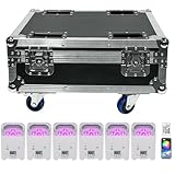 6Pcs with Charging Case Battery Powered Uplights Rechargeable Par Can 6x18W RGBWA+UV LED Uplight 9600 mAh Remote/APP/DMX512 Stage Lights Uplighting Indoor for Wedding DJ Events Dance White