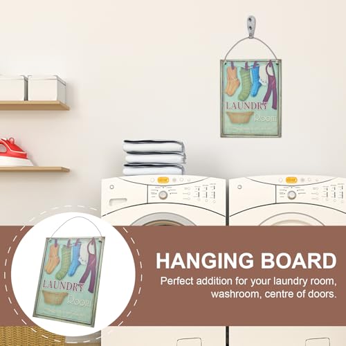 Placa de lavandería retro de hierro para decorar baños y hogares 6
