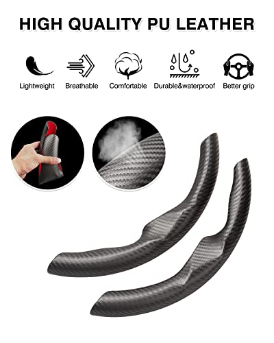 Canvcle Custom-Fit Steering Wheel Cover For Tesla, Telsa Model 3 / Y Carbon Fiber Steering Wheel Cover For Men/Women, Anti-Slip, Comfortable Grip, Breathable, Model 3 / Y Accessories (Grey) #TOP3