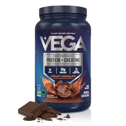 Vega Protein + Creatine 30g Plant Based Protein Powder + 3g Creatine So You Bounce Back Faster Low Carb Plant Protein Powder Post Workout Vegan Shake Chocolate 20 Servings 2.25 lb (Pack of 1)