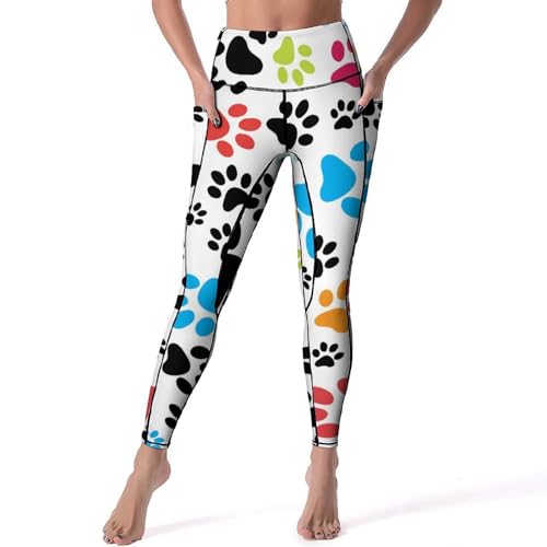 Legging femmes imprimé patte de chien pantalon de sport yoga taille haute gym S