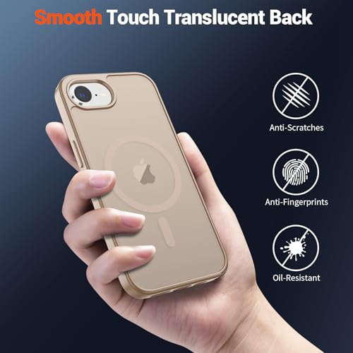 Image of SUPFINE Magnetic for iPhone 17e Case /iPhone 16e Case (Compatible with MagSafe)(Military Grade Drop Protection) Slim Translucent Matte Shockproof with Anti-Fingerprint Phone Case 2025,Desert Gold