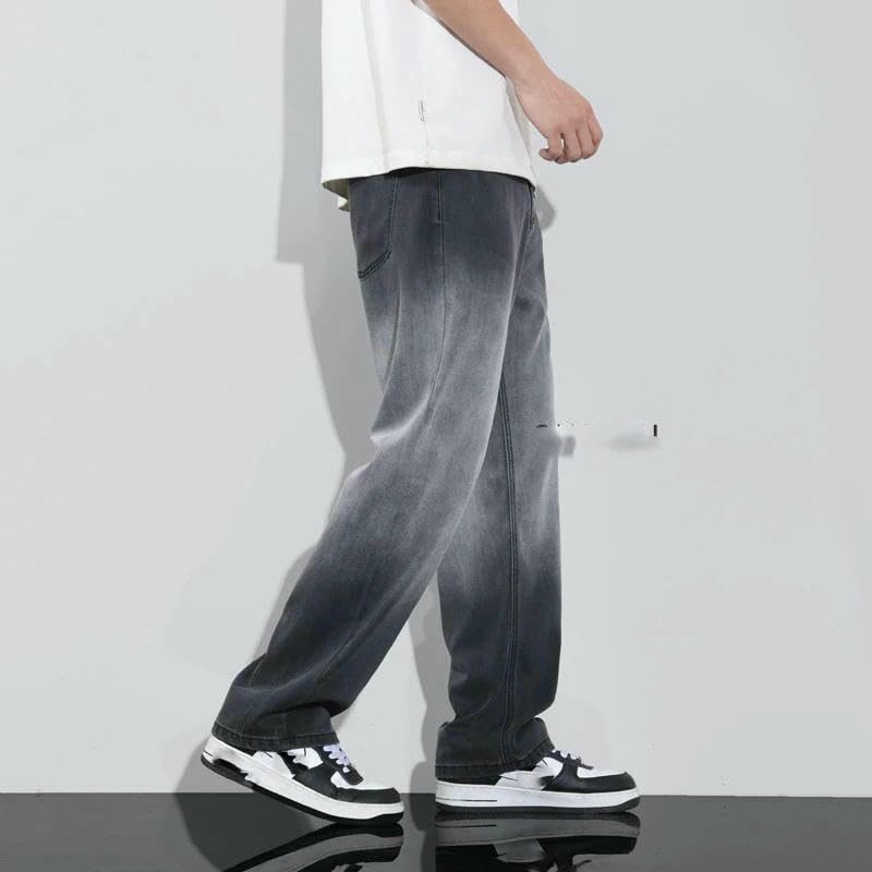 Gradient Jeans Men Summer Smooth Lyocell Fabric Wide Leg Pants Wear Slacks Street Denim Pants Retro Thin Trousers3