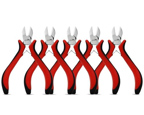 Image of 5-Pack 4 inch Small Wire Cutters, Mini Spring Loaded Flush Cutters
