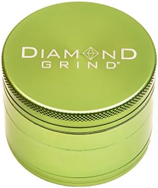 Diamond Grind 4 Piece Aluminum Herb Grinder with screen 56mm (2.25") LIME