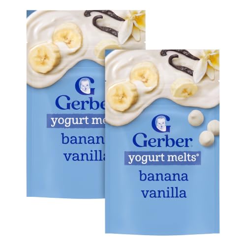 Gerber Stage 3 Baby Food Snacks, Banana Vanilla Yogurt Melts, Freeze Dried Yogurt and Fruit Snacks for Babies, Baby Led Feeding, 14-Pack