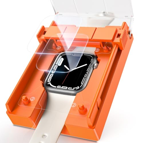 MAGIC JOHN �Ή� Apple Watch Series 9/8/7 45mm �ی�t�B���� 2���� �K�C�h�g�t�� �\��₷�� �C�A���X �A�b�v���E�H�b�`�p EPU�t�B���� �w��h�~ �X�N���b�`�h�~ �ϏՌ�(2023/2022/2021�N�A45mm