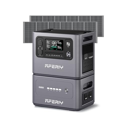 AFERIY P280 4096Wh Portable Power Station,with 1 Extra Battery and 2Pcs 400W Solar Panel,2800W Expandable Capacity LiFePO4 Battery Backup,230V Solar Generator for Home,Outdoor Camping,Power