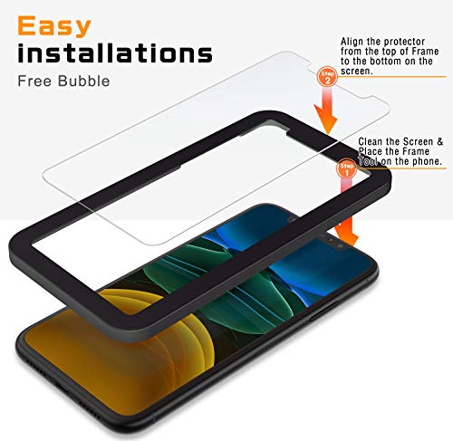 Nearpow Screen Protector For Iphone 11 / Iphone Xr, [4 Pack] Tempered Glass Screen Protector For Apple Iphone Xr 6.1" 2018 / Iphone 11 2019, [Fit With Most Cases][Easy Installation Frame][9H Hardness] #TOP3