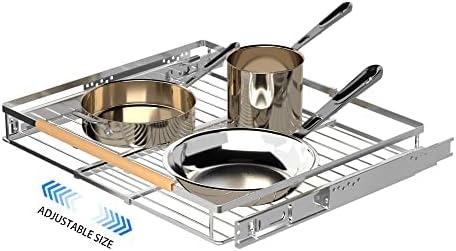 KIKIBRO Pull Out Drawer Cabinet Organizer, Expandable Slide Out Storage Shelves - Heavy Duty, Better Utilize Cabinets, Under Sink and Wardrobe, Opening Size Required 17"~28" 1 PACK