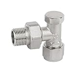 Oberfläche: vernickelt Rücklaufverschraubung 16 mm x 1/2” PEX Eckform - 10 Bar 120°C Heizkörper Ventil