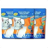Kit com 3 Pacotes Areia Sílica Cristais para Gatos Chalesco Absorção 100% Antibacteriano Eliminador de Odores 1,8kg