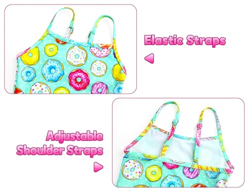 Image of Gnainach Girls Bathing Suit Size 3t 4t Multicolor Doughnut Cute Sleeveless Swimsuits with Adjustable Straps Summer Beach Swimwear