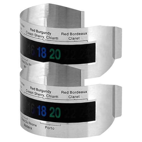 jojofuny Termometro da Vino Digitale in Acciaio Resistente 2 Pezzi Bracciale per Bottiglie Indicatore Temperatura Istantaneo Riutilizzabile Compatibile Diverse Forme per Degustazioni e