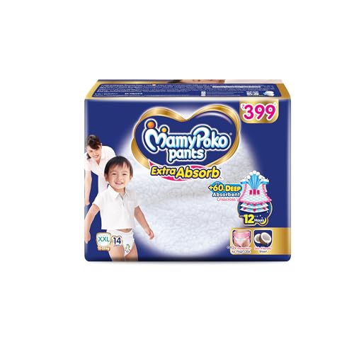 Image of MamyPoko Pants Extra Absorb Baby Diapers, XX- Large (XXL), 14 Count, 15-25 kg